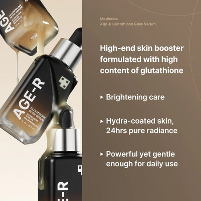 Medicube AGE-R Glutathione Glow Serum - Antioxidant & Elasticity Care Serum for 24Hr Pure Radiance, Korean Glass Glow Skin, Daily Use for Youthful Skin, Korean Skincare  2-Pack
