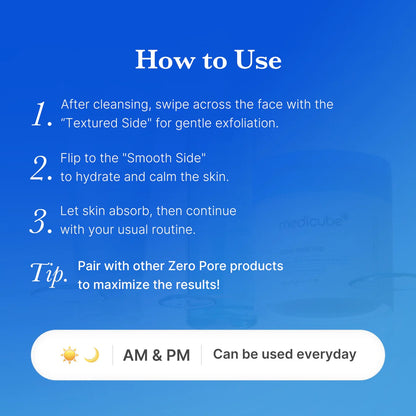 medicube Toner Pads Zero Pore Pad 2.0 | Dual-Textured Facial Pad for Exfoliation and Pore Care with 4.5% AHA Lactic Acid, 0.45% BHA Salicylic Acid | Ideal for All, Korean Skin Care, 70 Pads (2 Pack)