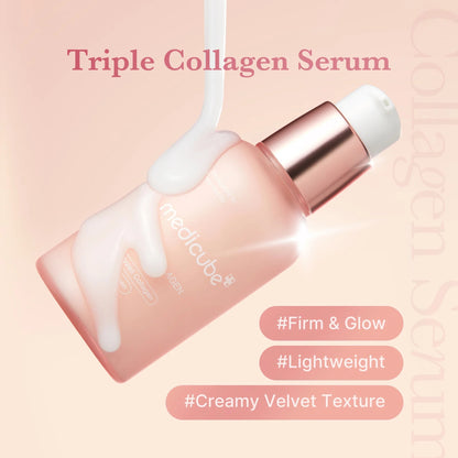 Medicube Triple Collagen Serum 1.85 fl.oz - Nourish dull skin with Triple Collagen Complex - A lightweight serum with Niacinamide and Hyaluronic Acid - Korean Skincare  2-Pack