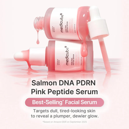 medicube PDRN Pink Peptide Serum with Salmon DNA | Pink Glow Serum with Peptides & Niacinamide for Hydration & Firm-Looking Skin | Uneven Tone Care | Korean Skincare, 1.01 fl. Oz 2-Pack