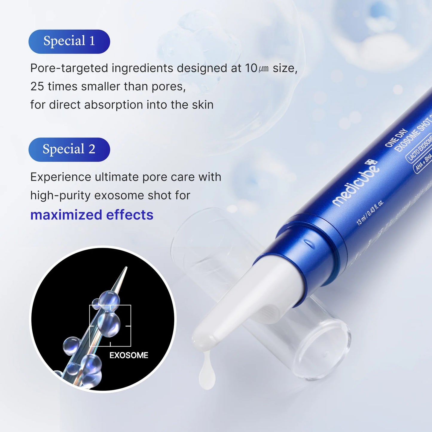 medicube Exosome Shot Zero 7,500 PPM Spicule Facial Serum | Liquid Skin Booster Serum | Exosome, AHA+BHA+PHA | Pore Care, Dead Skin Cells, Skin Texture | Korean Skincare, 1.01 fl.oz  2-Pack