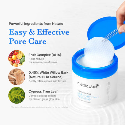 medicube Toner Pads Zero Pore Pad 2.0 | Dual-Textured Facial Pad for Exfoliation and Pore Care with 4.5% AHA Lactic Acid, 0.45% BHA Salicylic Acid | Ideal for All, Korean Skin Care, 70 Pads (2 Pack)